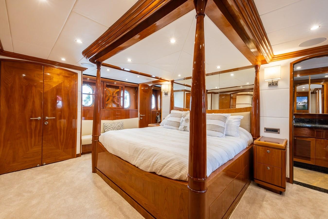 a bed in a room aboard OCEAN 1 Yacht for Sale
