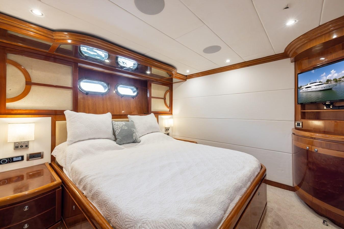 a bed in a room aboard OCEAN 1 Yacht for Sale