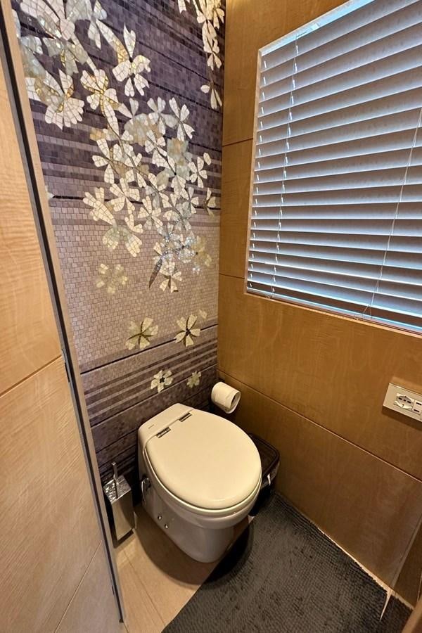 a toilet in a bathroom aboard REKOMA Yacht for Sale