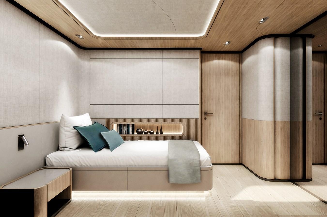 a bed in a room aboard CLASSIC 35 HULL # 2 Yacht for Sale