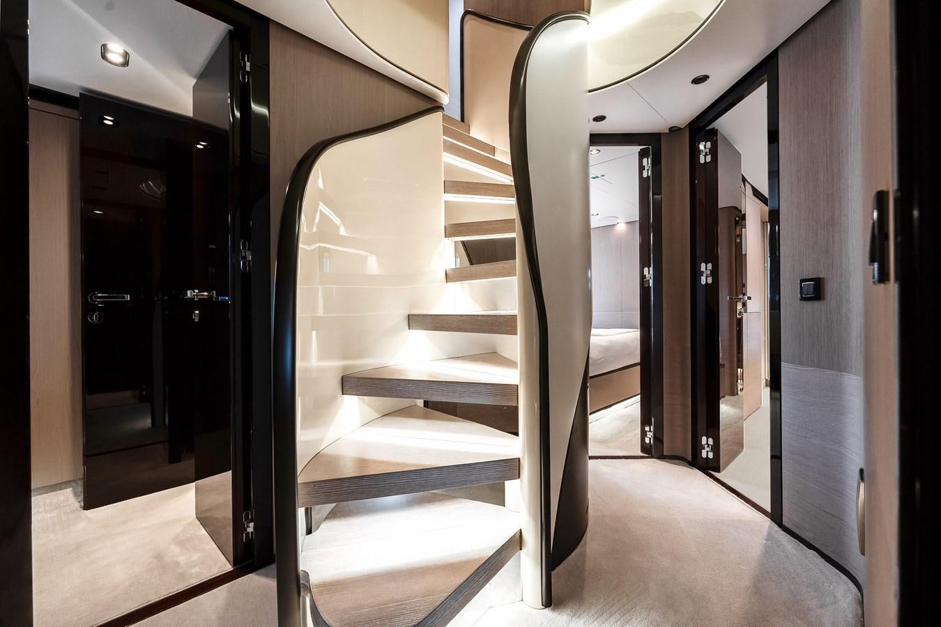 a hallway with doors aboard DAYBREAK Yacht for Sale