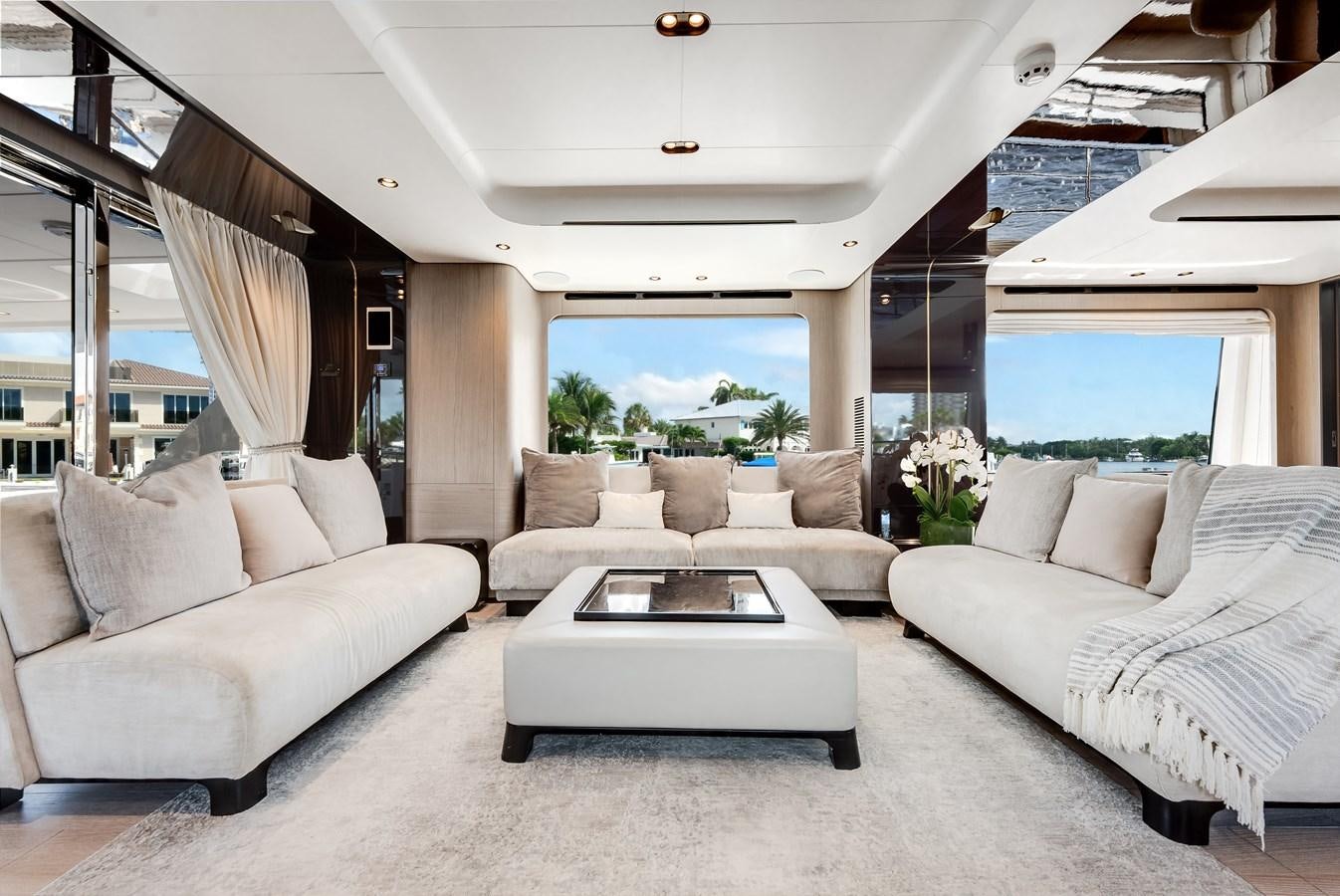 a room with a bed and a table aboard DAYBREAK Yacht for Sale