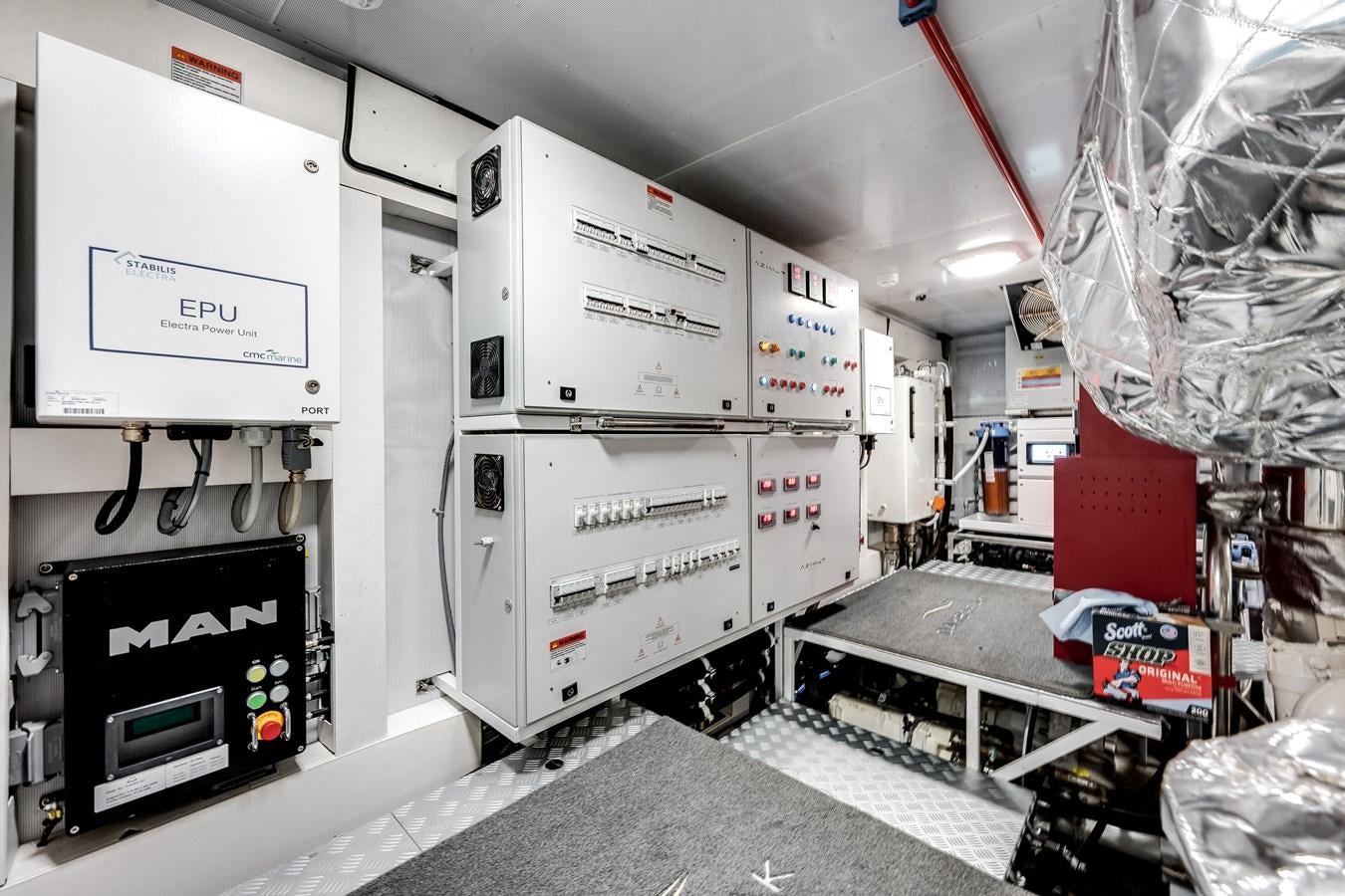 a room with machinery aboard DAYBREAK Yacht for Sale