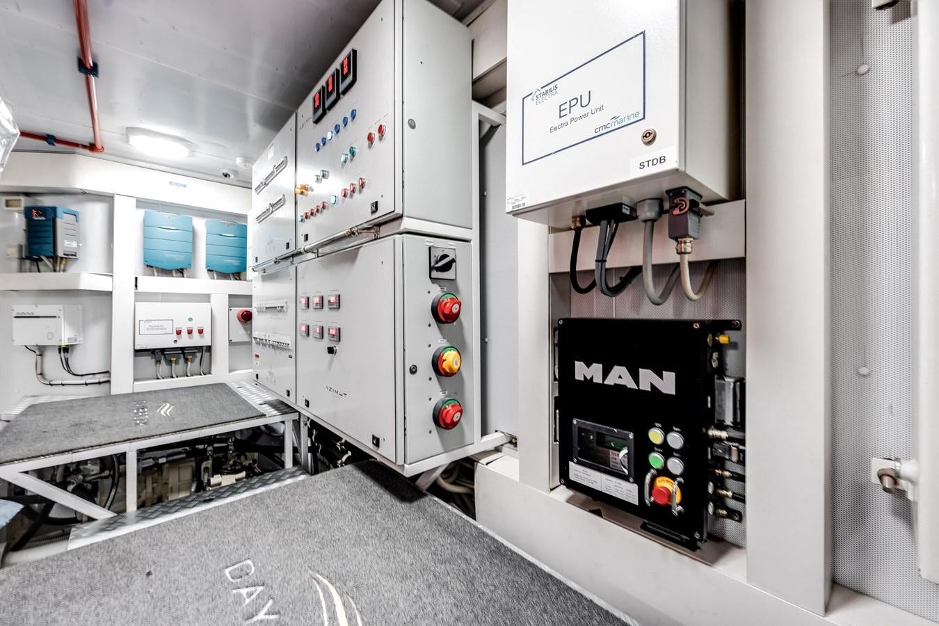 a large machine in a room aboard DAYBREAK Yacht for Sale