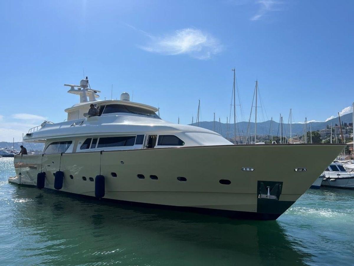 a white boat in the water aboard MYEERAH Yacht for Sale