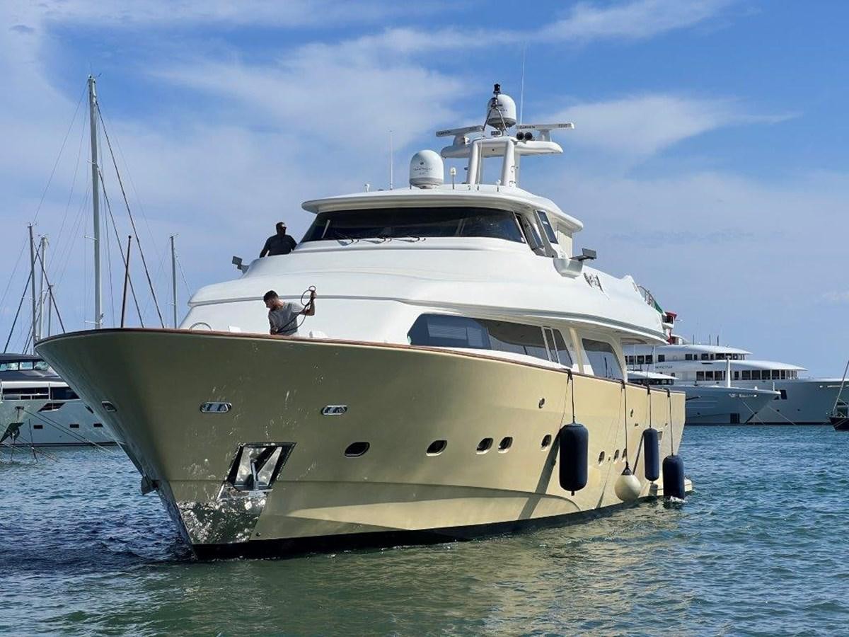 a large white boat in the water aboard MYEERAH Yacht for Sale