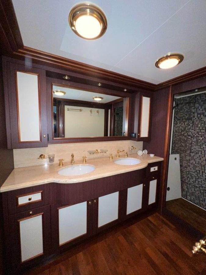 a bathroom with two sinks aboard MYEERAH Yacht for Sale
