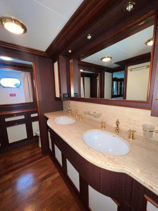a bathroom with two sinks aboard MYEERAH Yacht for Sale