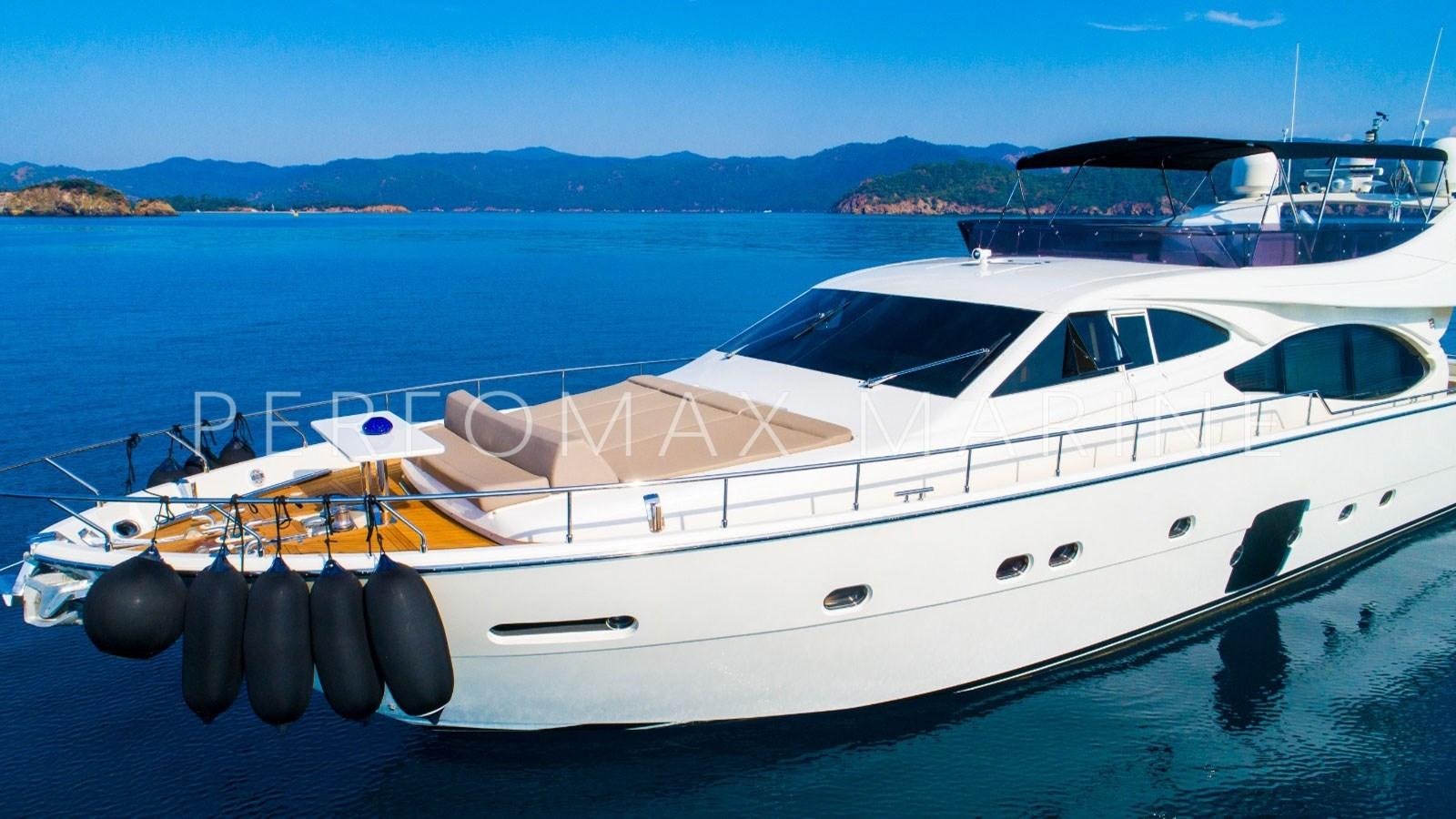 a white yacht on the water aboard F78 Yacht for Sale