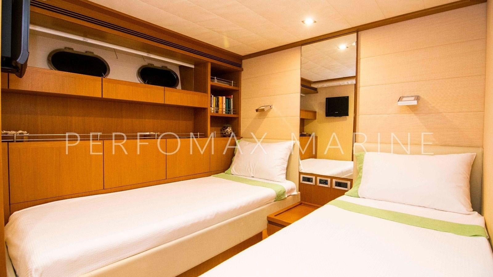 a room with two beds aboard F78 Yacht for Sale