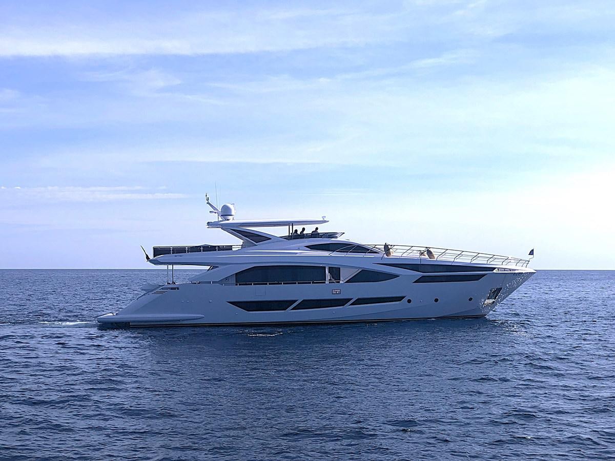 a white yacht in the water aboard DUCHESSA Yacht for Sale