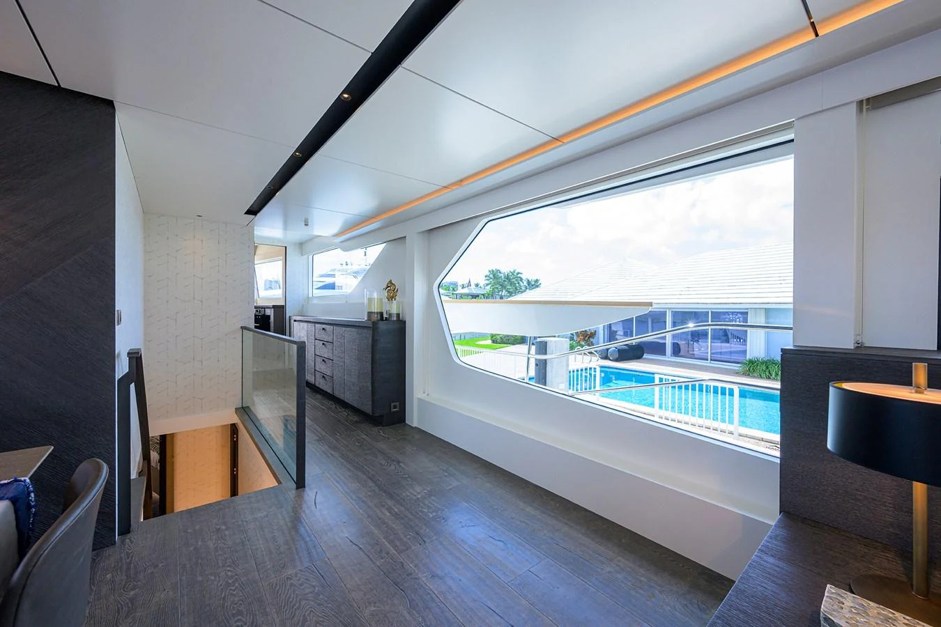 a room with a pool and a deck aboard C3 Yacht for Sale
