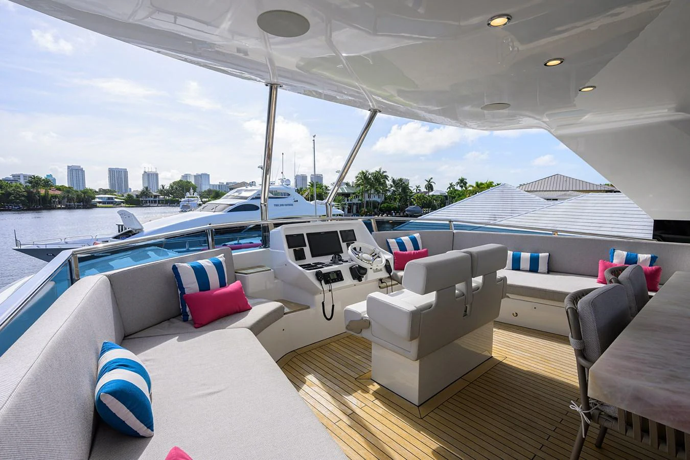 a large yacht in a large room aboard C3 Yacht for Sale