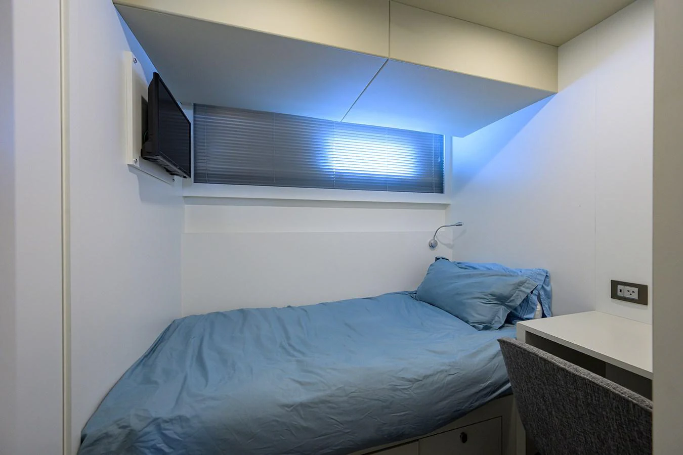 a bed in a room aboard C3 Yacht for Sale