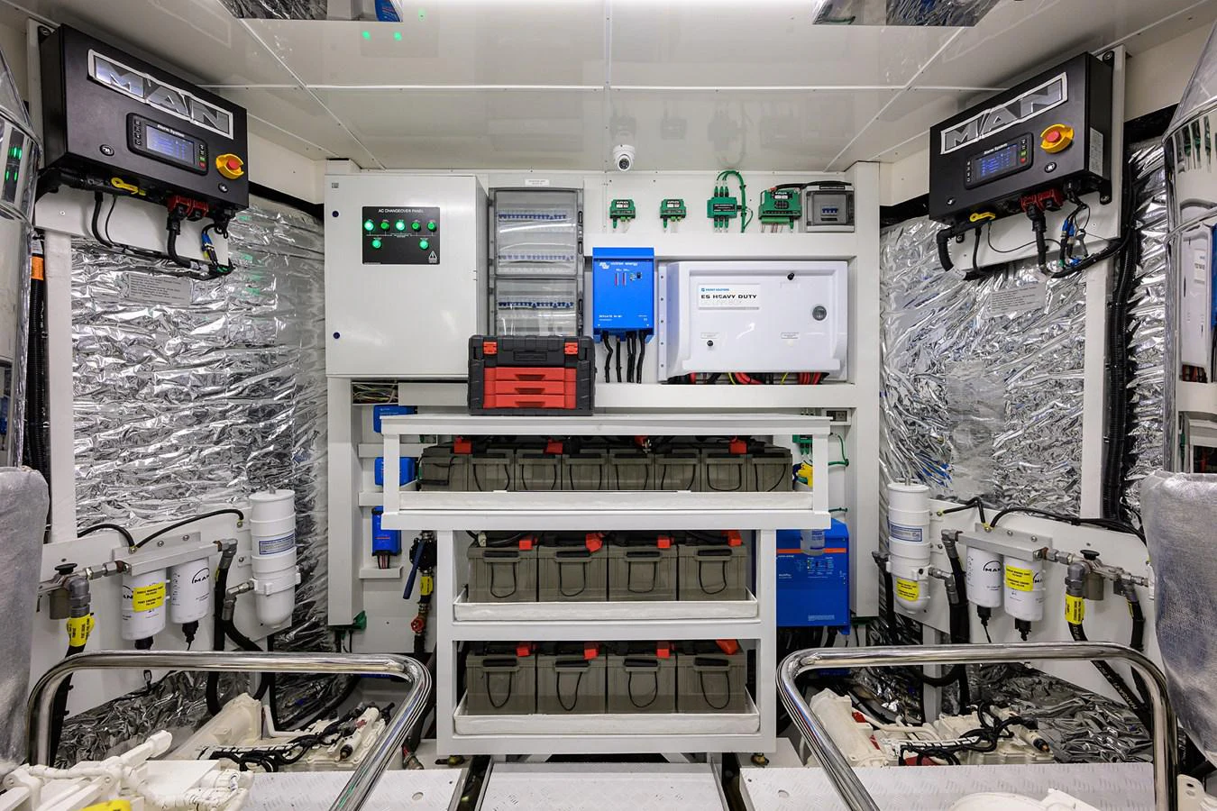 a room with several machines aboard C3 Yacht for Sale