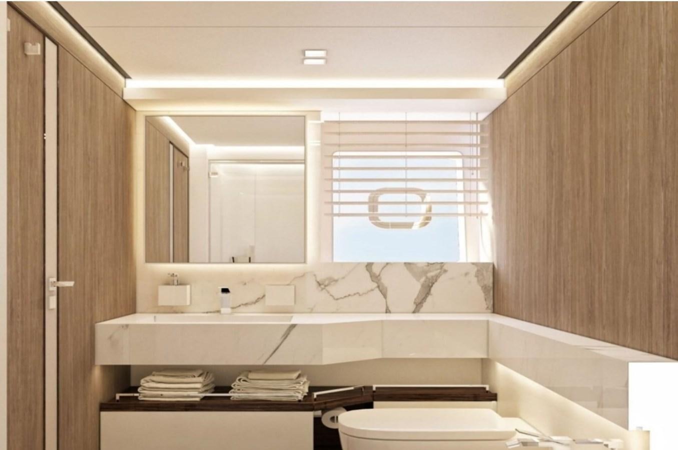 a bathroom with a tub and a sink aboard EDEN Yacht for Sale