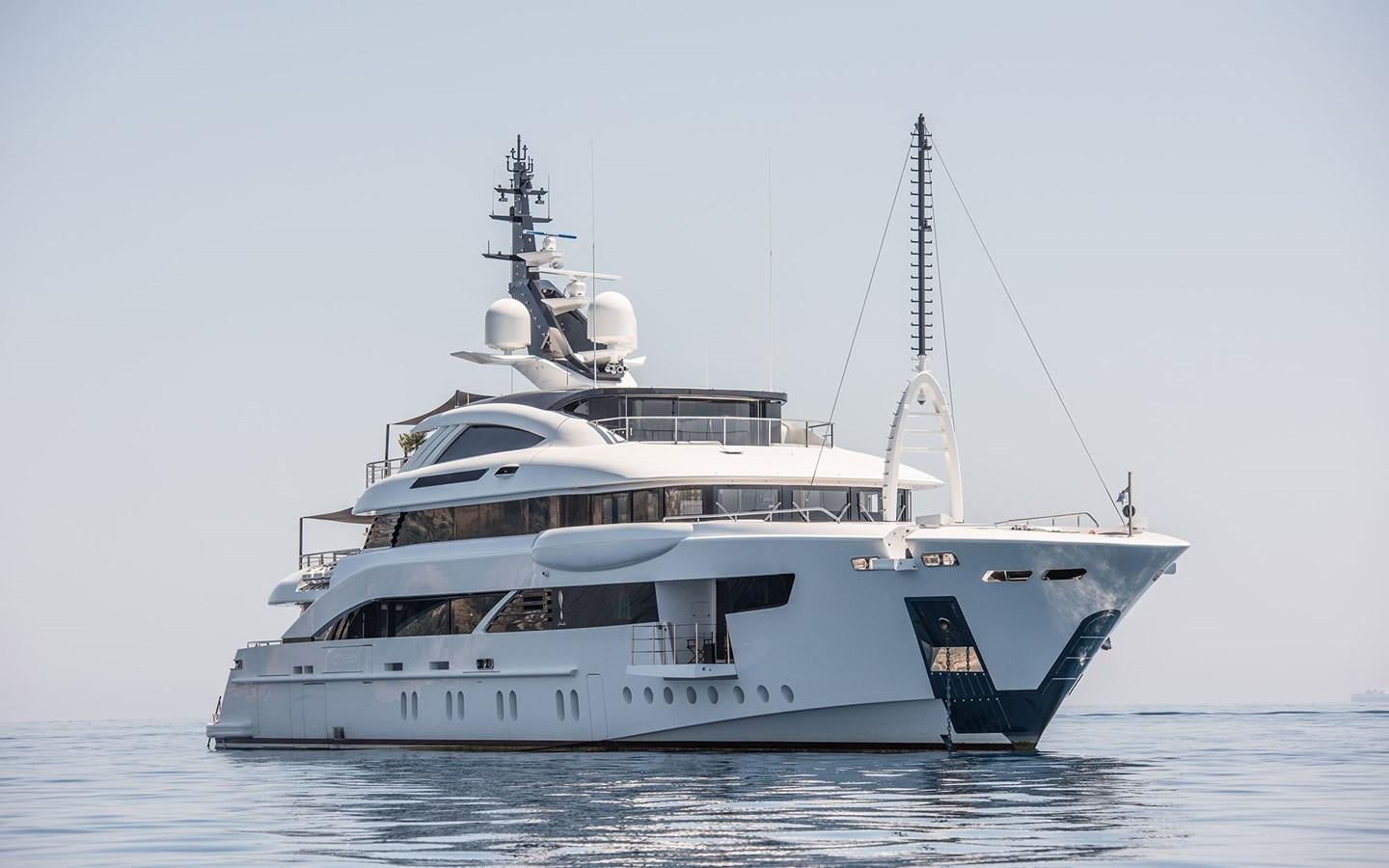 a white yacht in the water aboard FLORENTIA Yacht for Sale