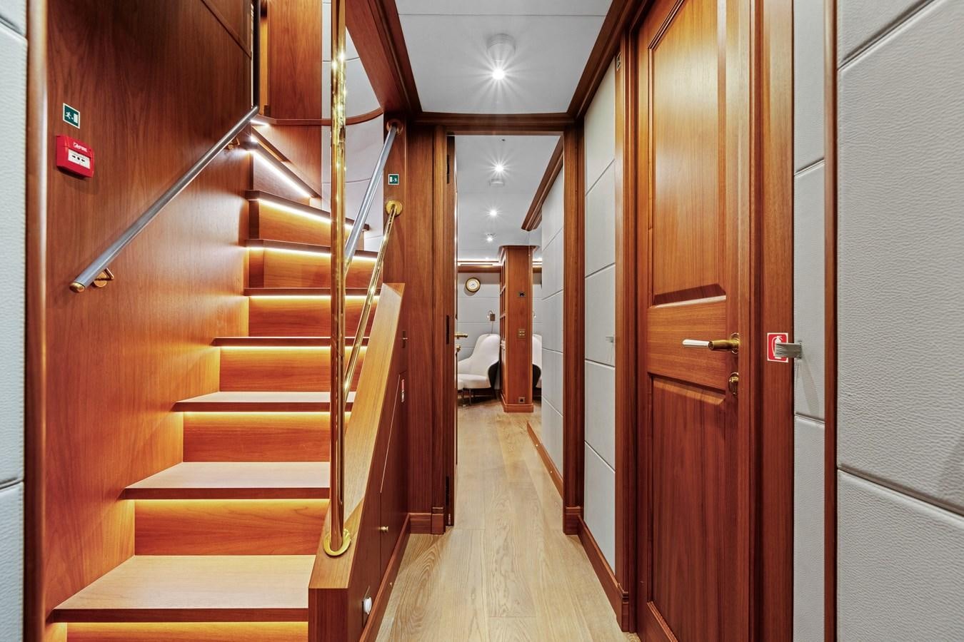 a hallway with wooden doors aboard 2017 CANTIERE DELLE MARCHE DARWIN/ATLAS Yacht for Sale