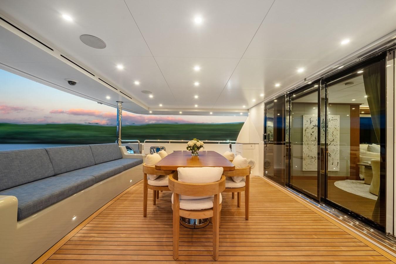 a room with a table and chairs aboard 2017 CANTIERE DELLE MARCHE DARWIN/ATLAS Yacht for Sale