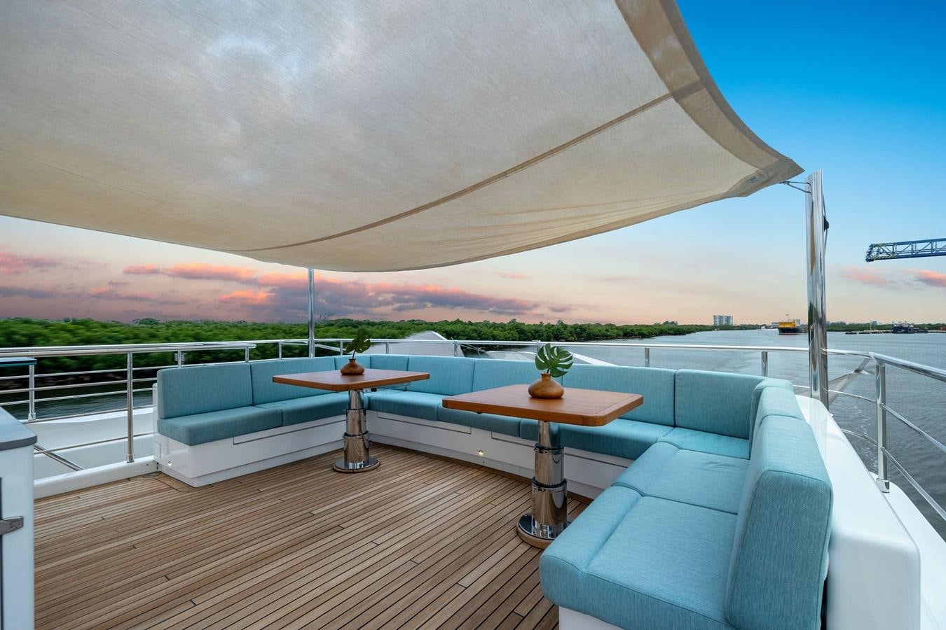 a table on a deck aboard 2017 CANTIERE DELLE MARCHE DARWIN/ATLAS Yacht for Sale