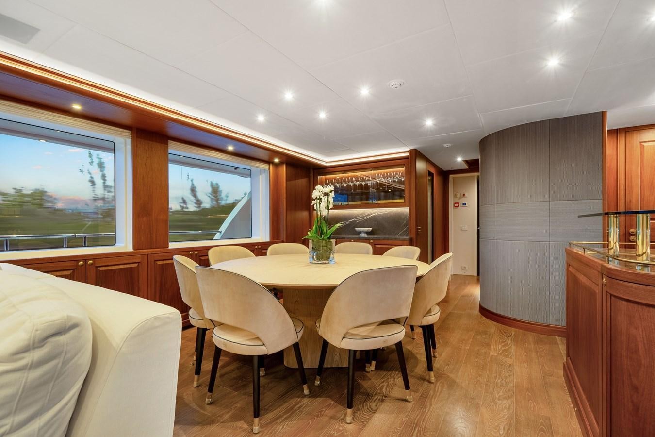 a room with a table and chairs aboard 2017 CANTIERE DELLE MARCHE DARWIN/ATLAS Yacht for Sale