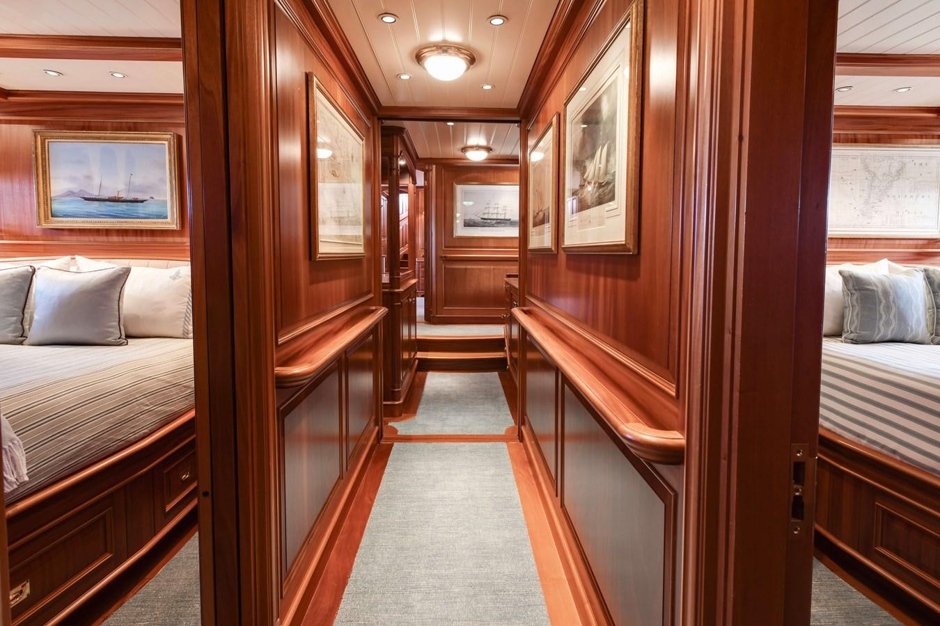 a room with a bed and a door aboard ANNE Yacht for Sale