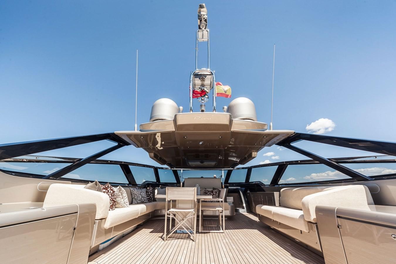 a luxury car with a large dome aboard MINE Yacht for Sale