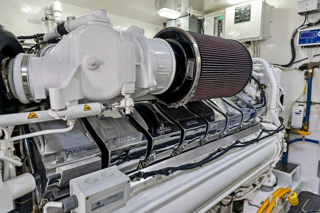 a close-up of a machine aboard TEAM MAYHEM Yacht for Sale