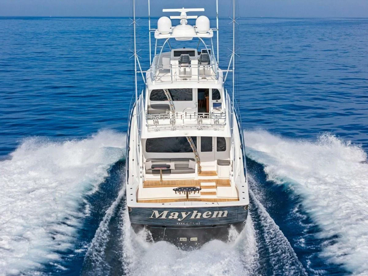 a boat on the water aboard TEAM MAYHEM Yacht for Sale