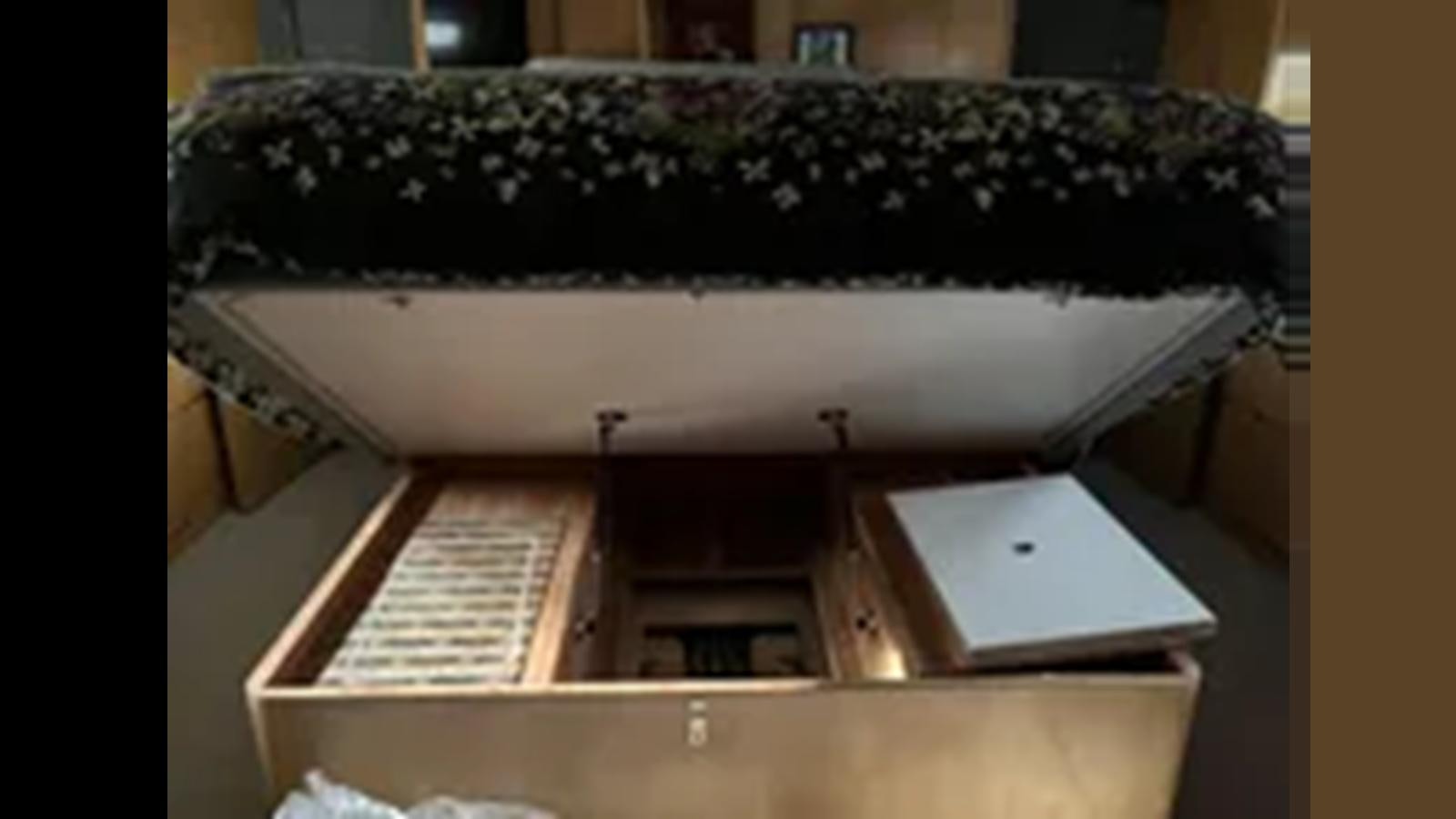 a printer with a black fabric on top aboard 1999 HATTERAS 74 SPORT DECK MOTOR YACHT Yacht for Sale