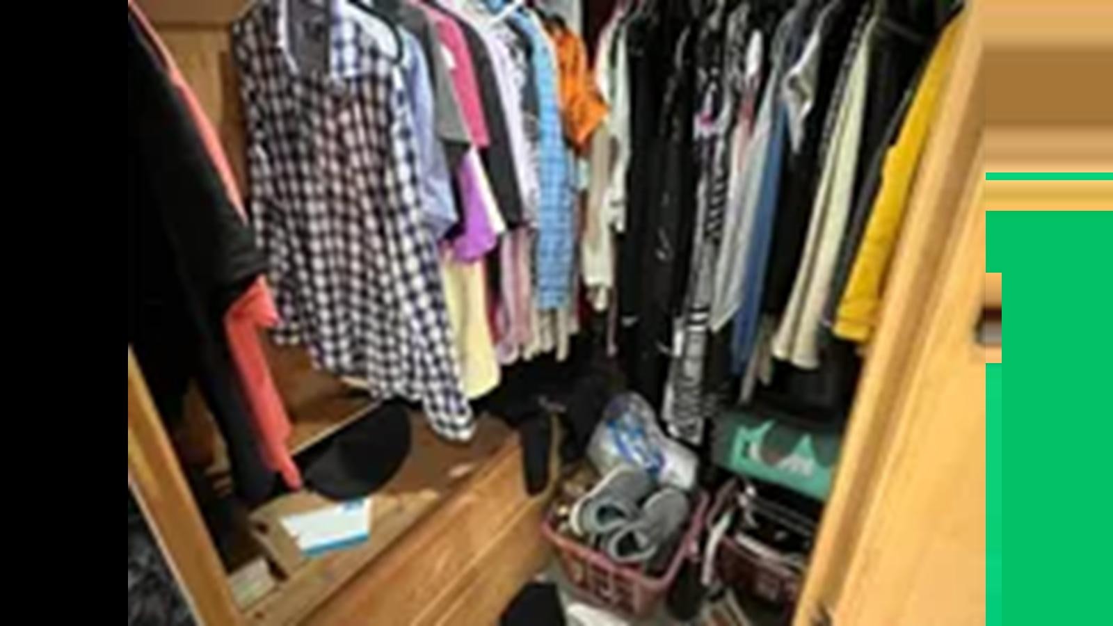 a closet full of clothes aboard 1999 HATTERAS 74 SPORT DECK MOTOR YACHT Yacht for Sale