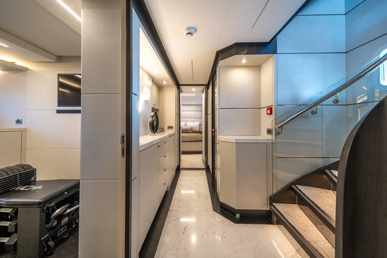 a room with a large metal cabinet aboard DAY ONE Yacht for Sale