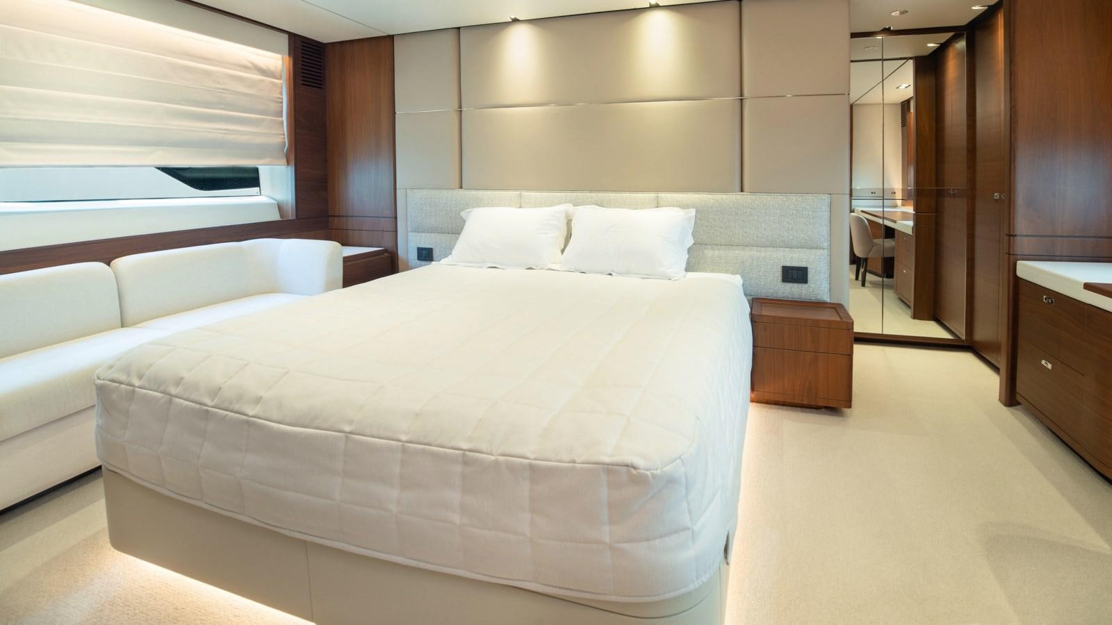 a room with two beds aboard SERENATA Yacht for Sale