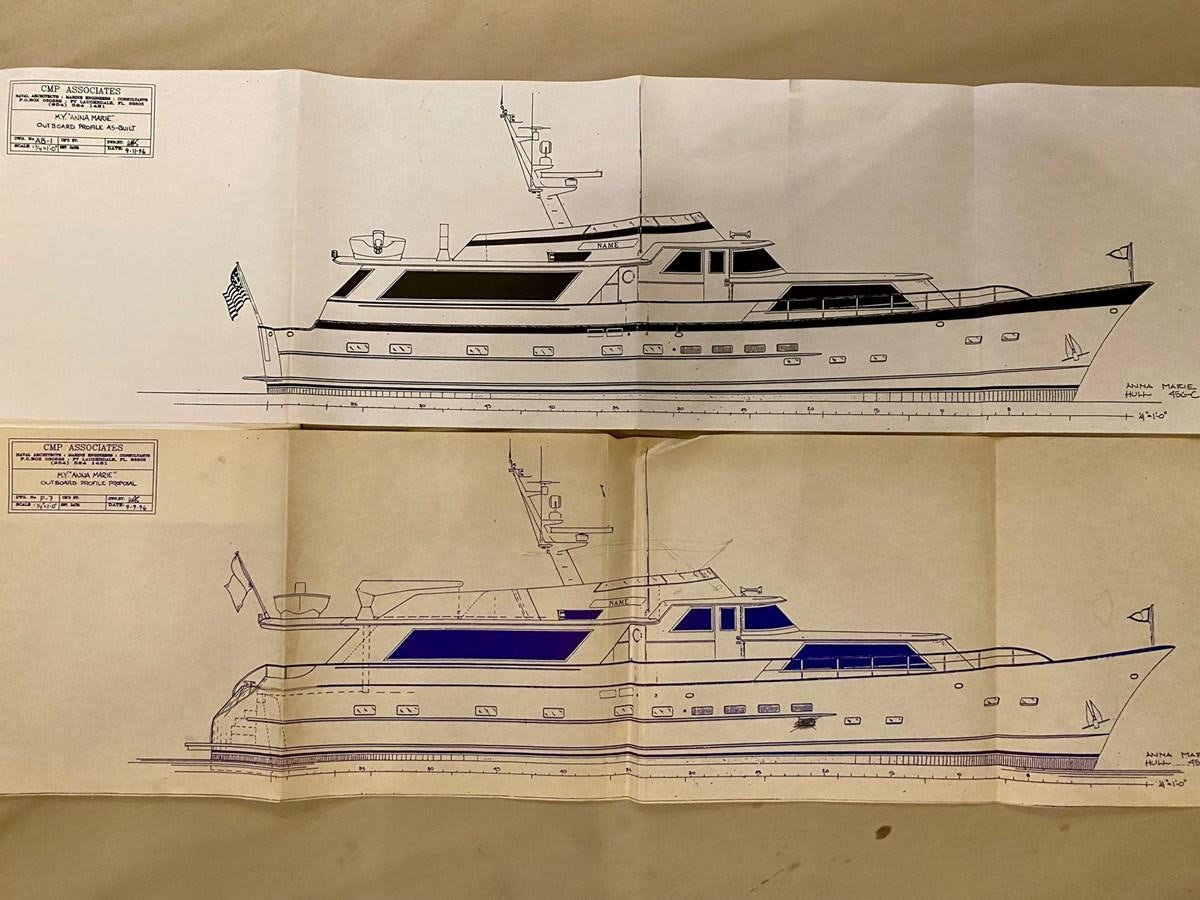 text, engineering drawing aboard BRAVEHEART Yacht for Sale
