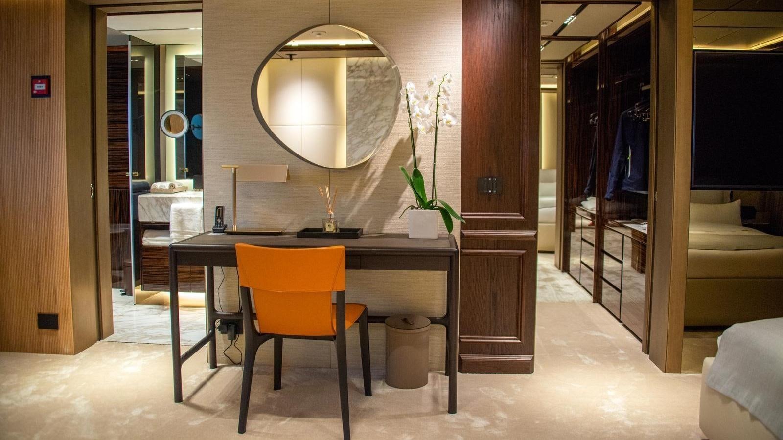 a chair in a room aboard GECO Yacht for Sale