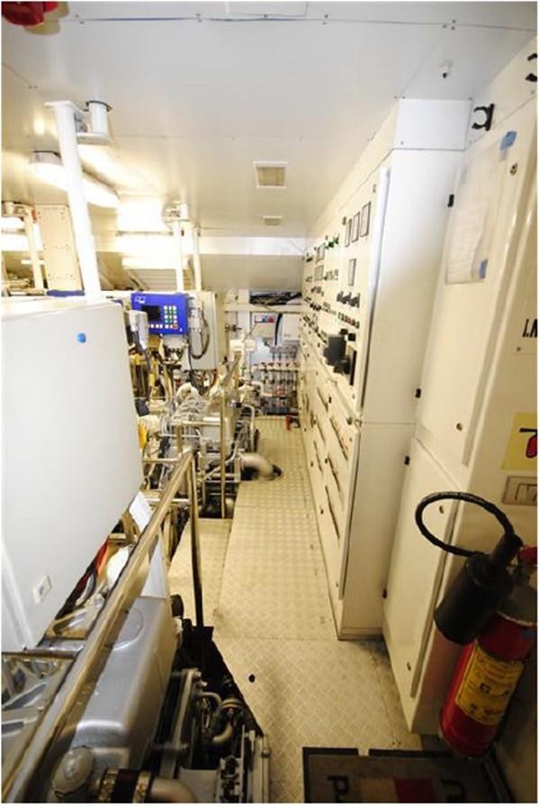 a room with shelves and machines aboard LIBERDADE Yacht for Sale