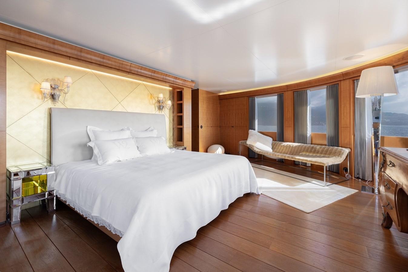 a bedroom with a large bed aboard WEDGE TOO Yacht for Sale