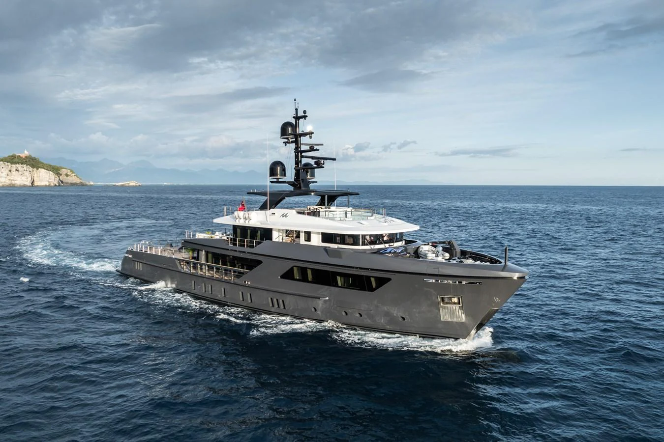 a ship in the water aboard M Yacht for Sale