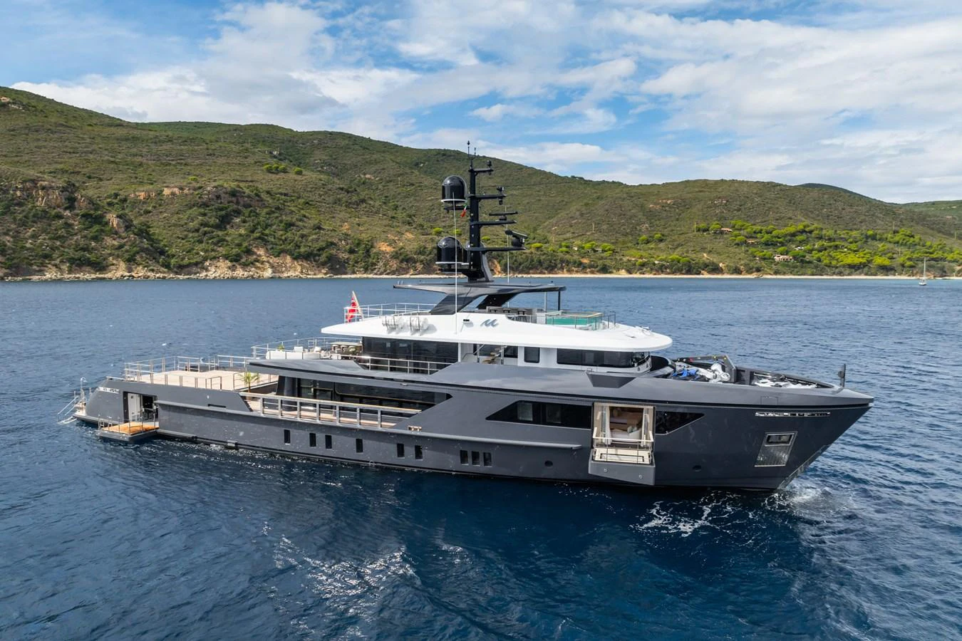 a boat on the water aboard M Yacht for Sale