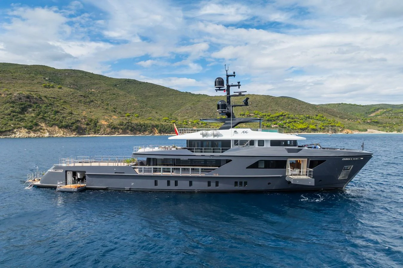 a large boat in the water aboard M Yacht for Sale