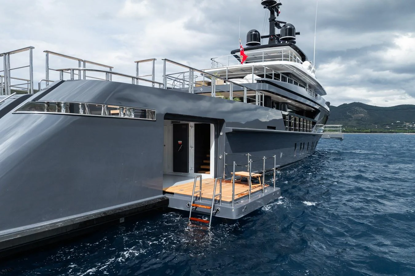 a large ship in the water aboard M Yacht for Sale