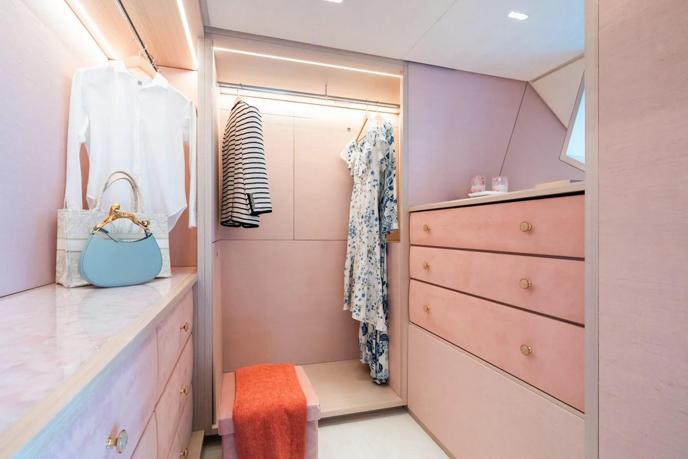 a bathroom with a sink and a mirror aboard M Yacht for Sale