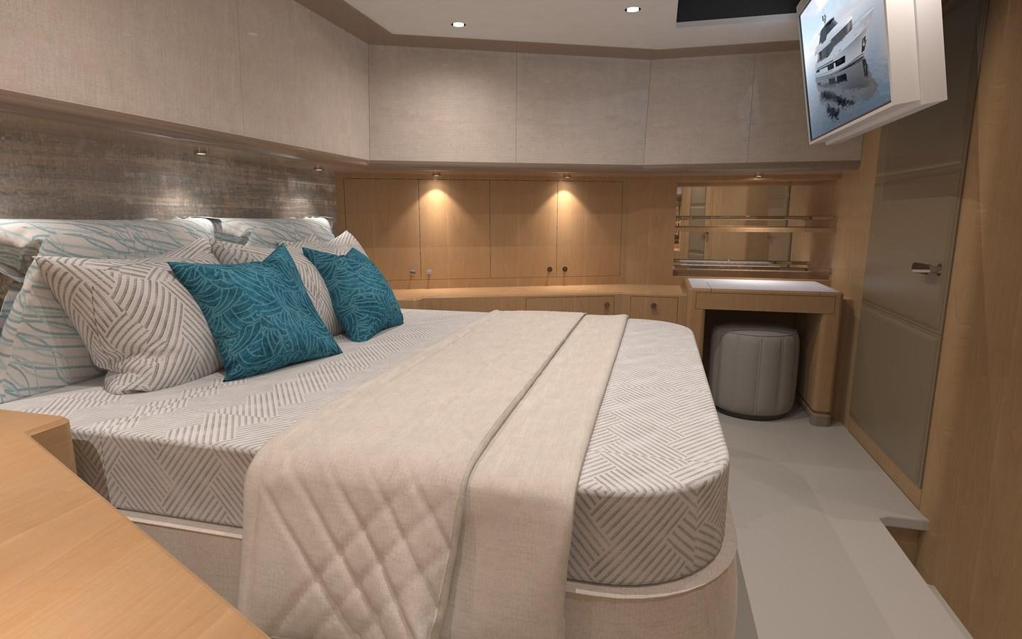 a room with two beds aboard OCEAN ALEXANDER 28L01 Yacht for Sale