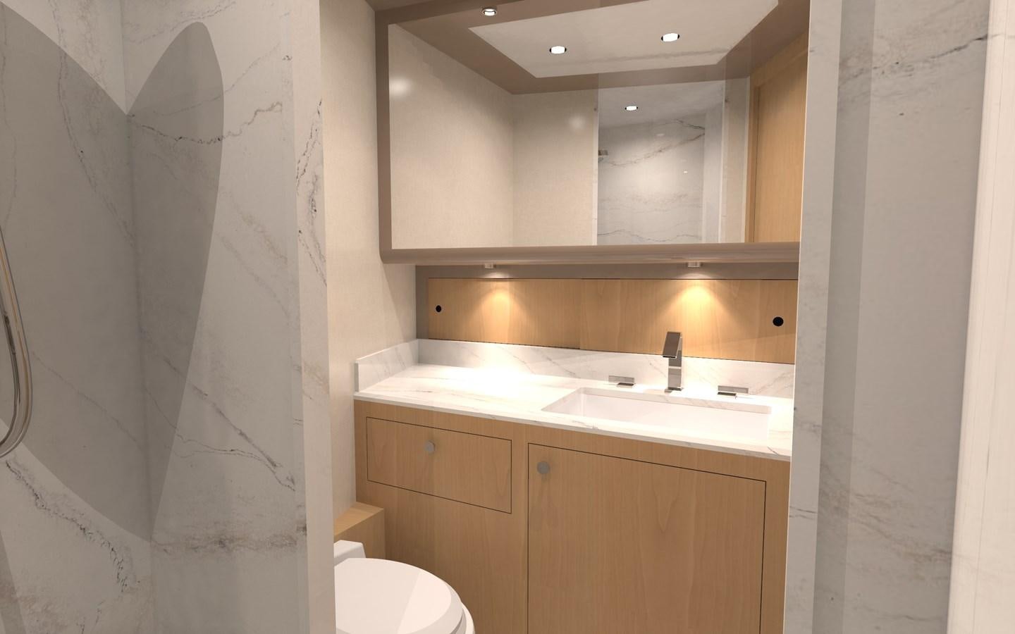 a bathroom with a sink and a toilet aboard OCEAN ALEXANDER 28L01 Yacht for Sale