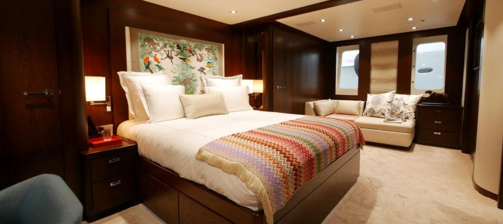 a room with two beds aboard ASCENSION Yacht for Sale