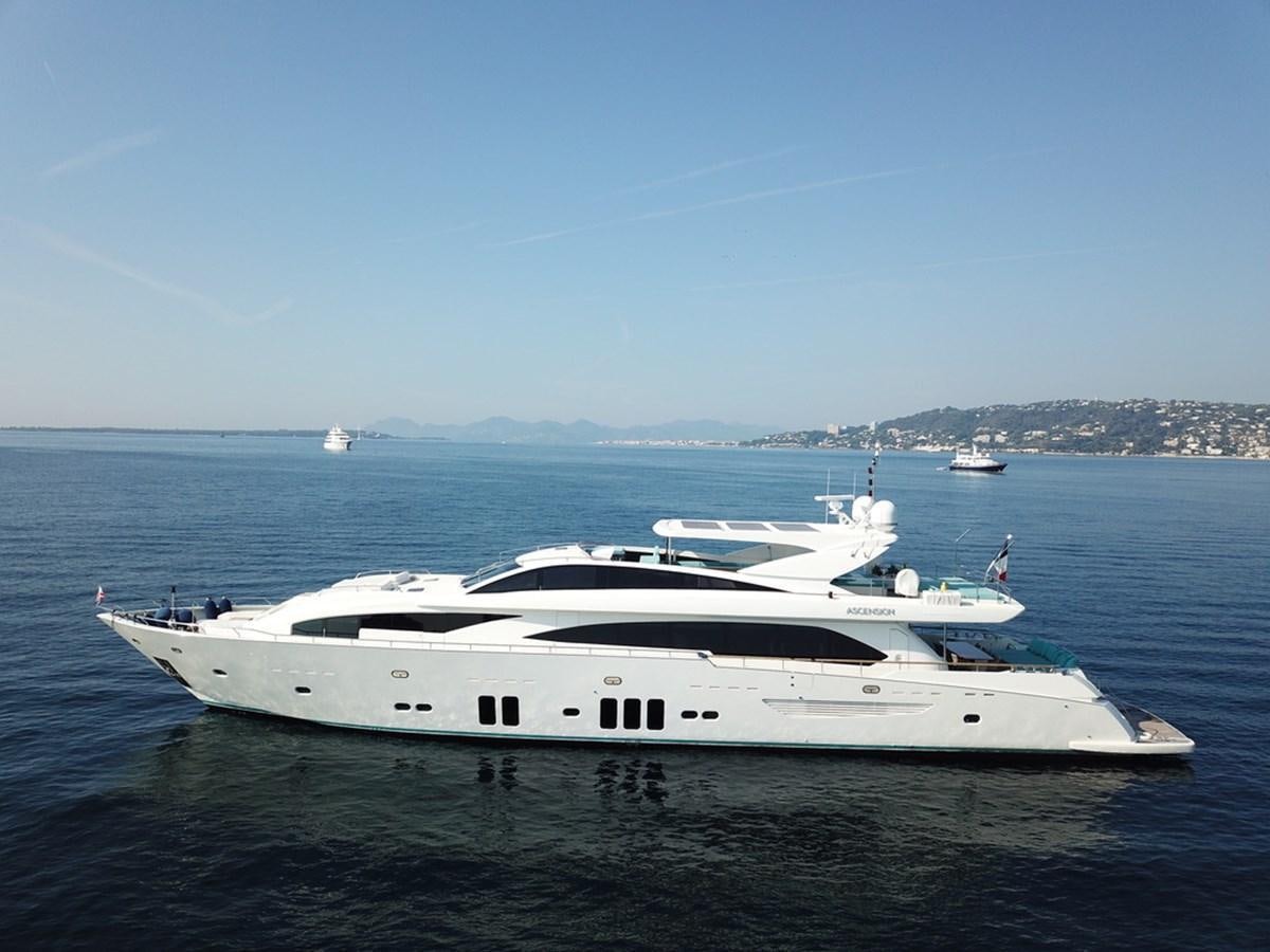 a white yacht in the water aboard ASCENSION Yacht for Sale