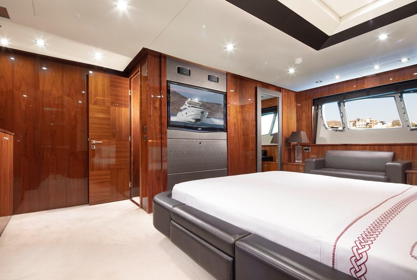 a bed in a room aboard SSM Yacht for Sale