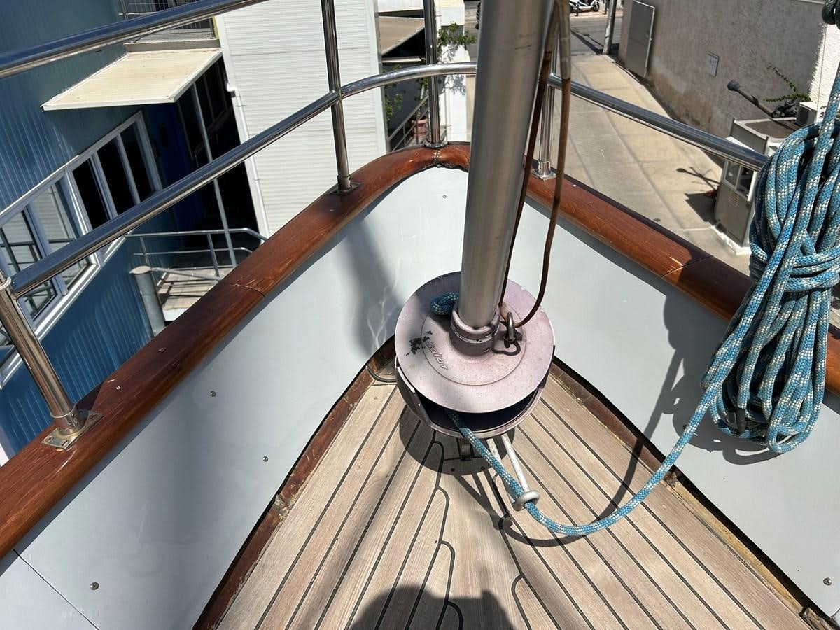 a close-up of a staircase aboard MOTORSAILLOR Yacht for Sale