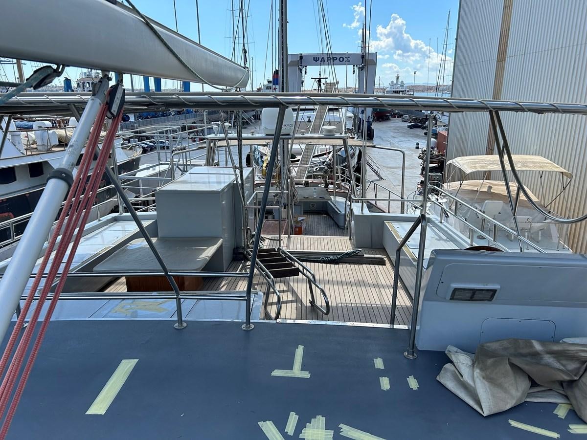 a large metal structure with a ladder aboard MOTORSAILLOR Yacht for Sale