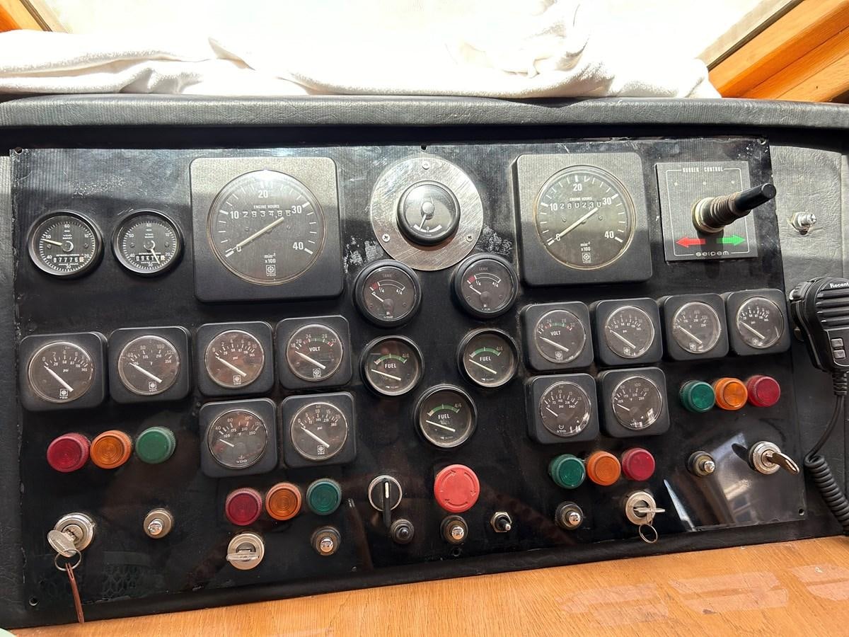 a close-up of a control panel aboard MOTORSAILLOR Yacht for Sale